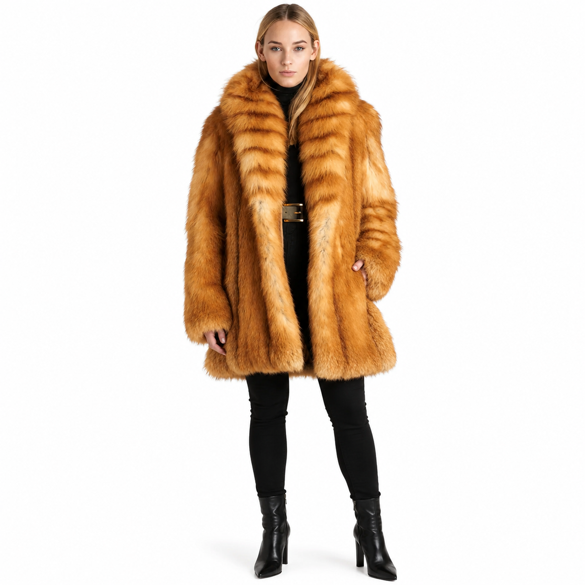 Sadie Red Fox Fur Jacket: Luxury Winter Style for Women