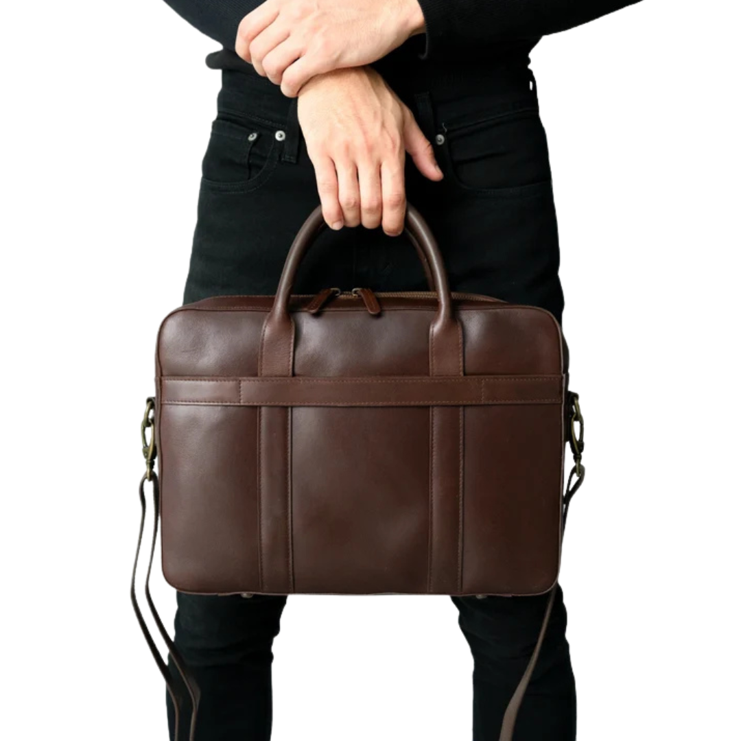 The Captain Vintage Brown Leather Briefcase: Timeless