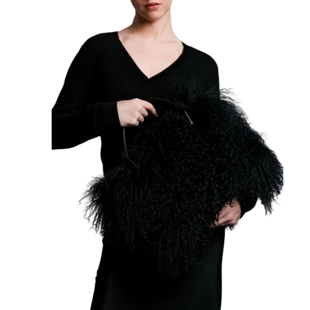 Black Mongolian Lamb Fur Bag: A Touch of Luxury