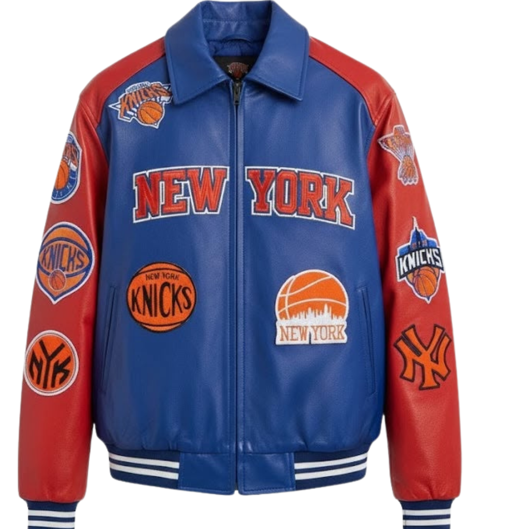 Blue Red New York Basketball Jacket for Men