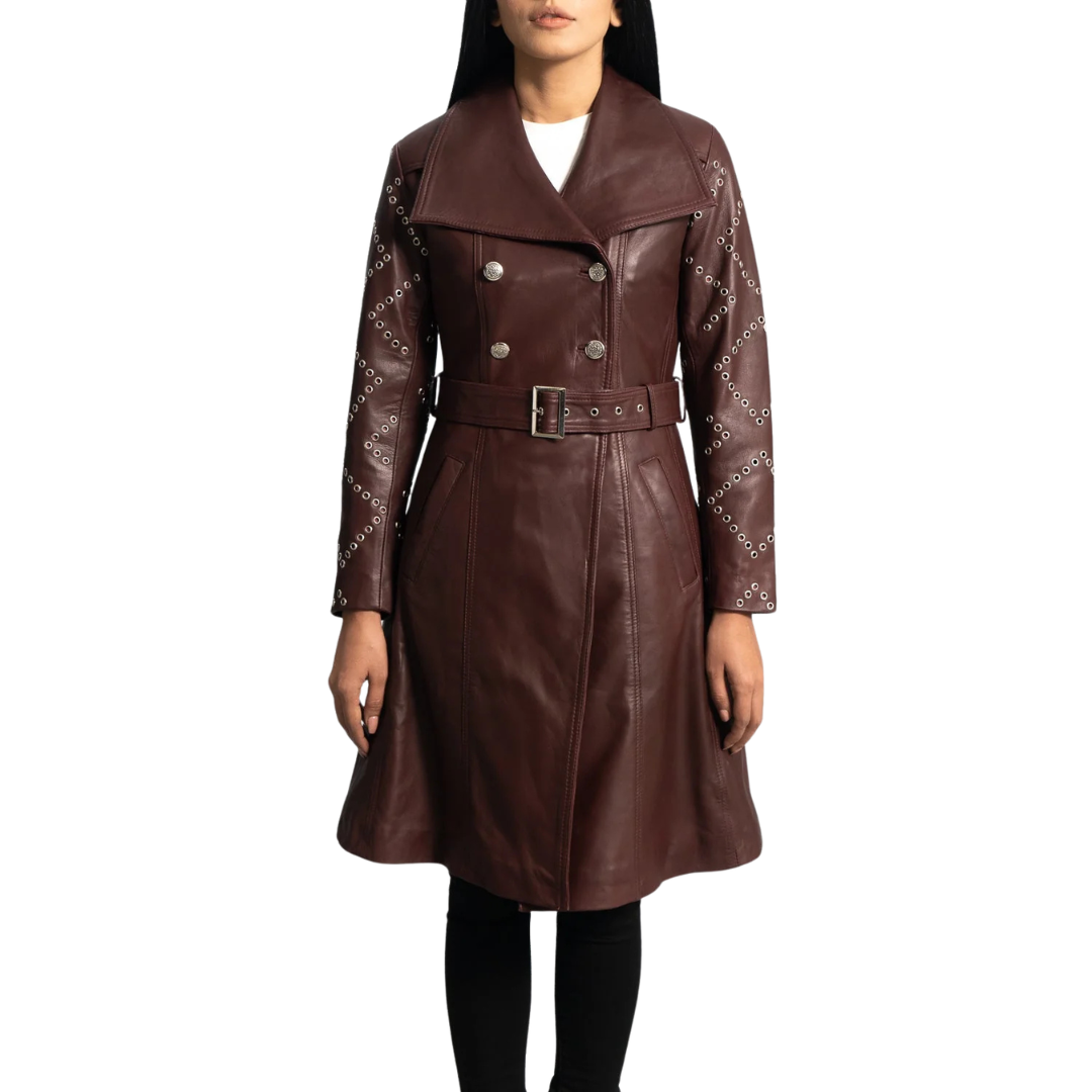 Missoni Maroon Leather Trench Coat: Elegant Seasonal Style