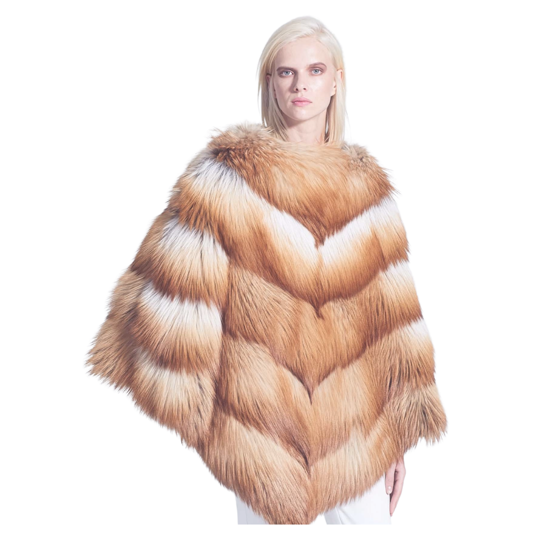 Valentina Gold Fox Fur Cape: Elegant Winter Glamour