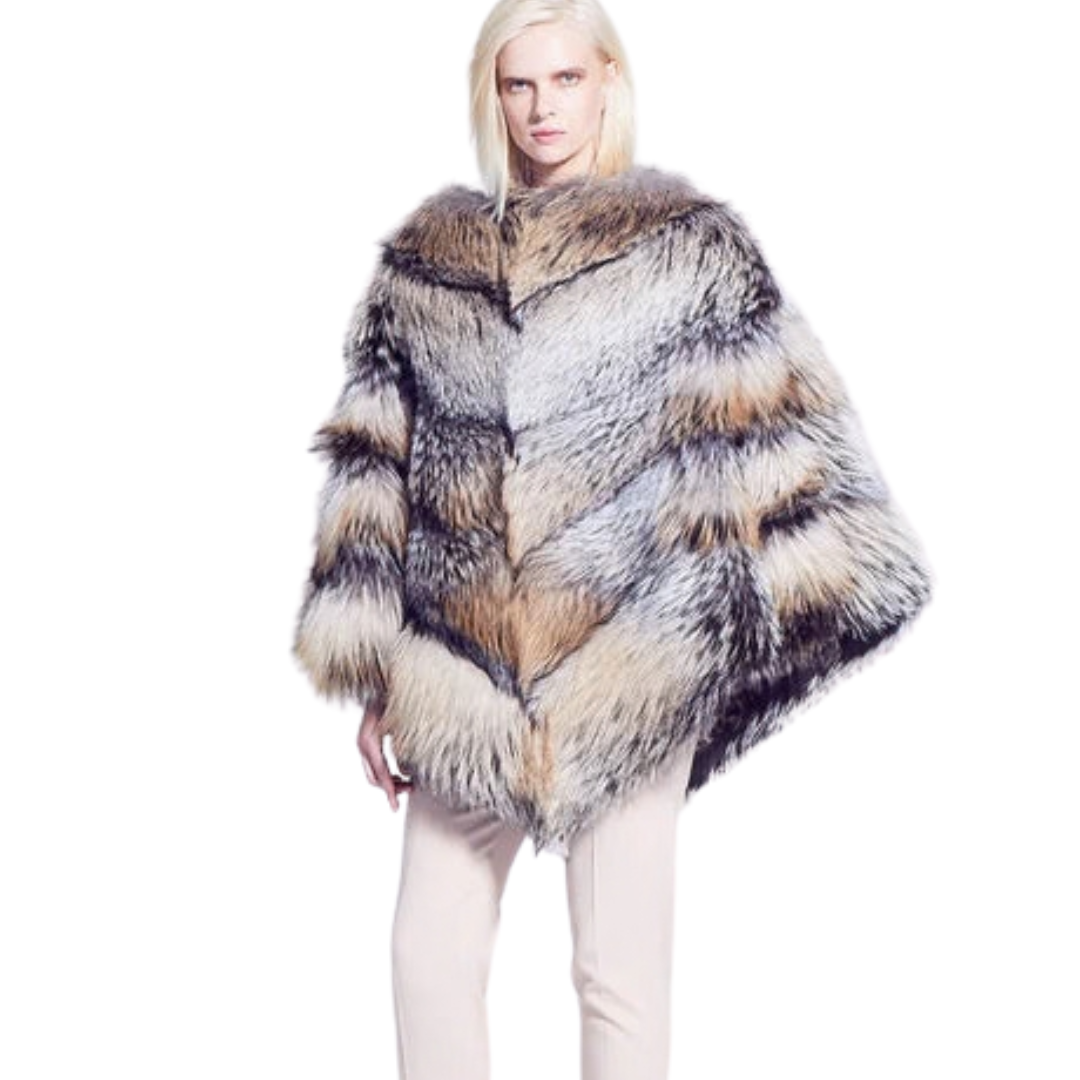 Valentina Cross Fox Fur Cape: Timeless Winter Elegance