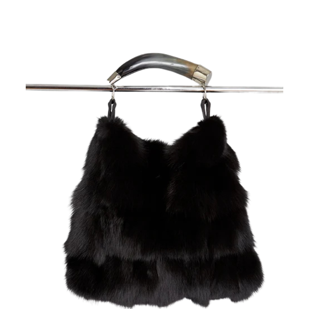 Austin Black Fox Fur Bag: Luxury Style & Elegance