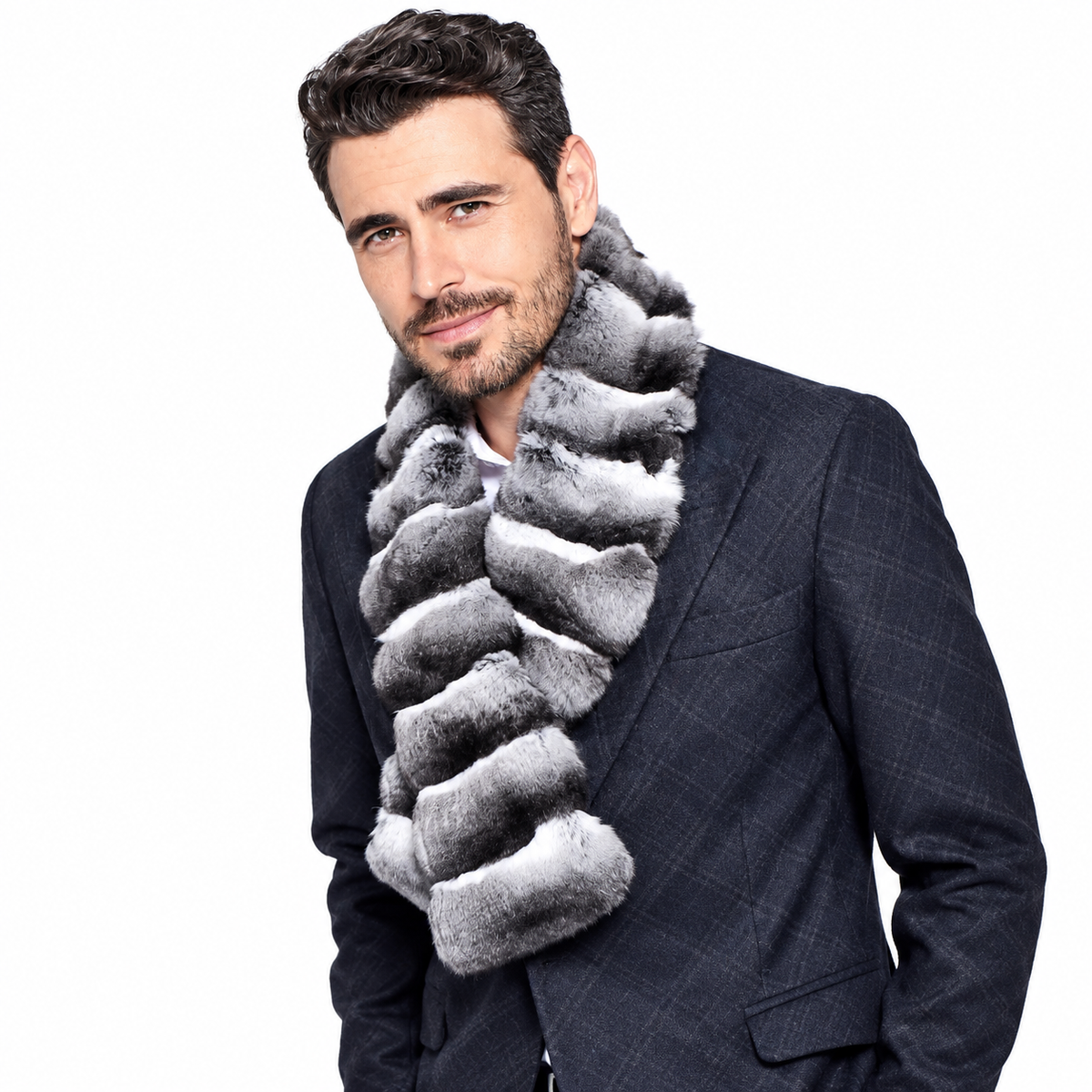 Men's Chinchilla Fur Scarf | Luxury Winter Neckwear