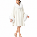 White Cashmere Capelet with Fox Fur Trim – Elegant Wrap