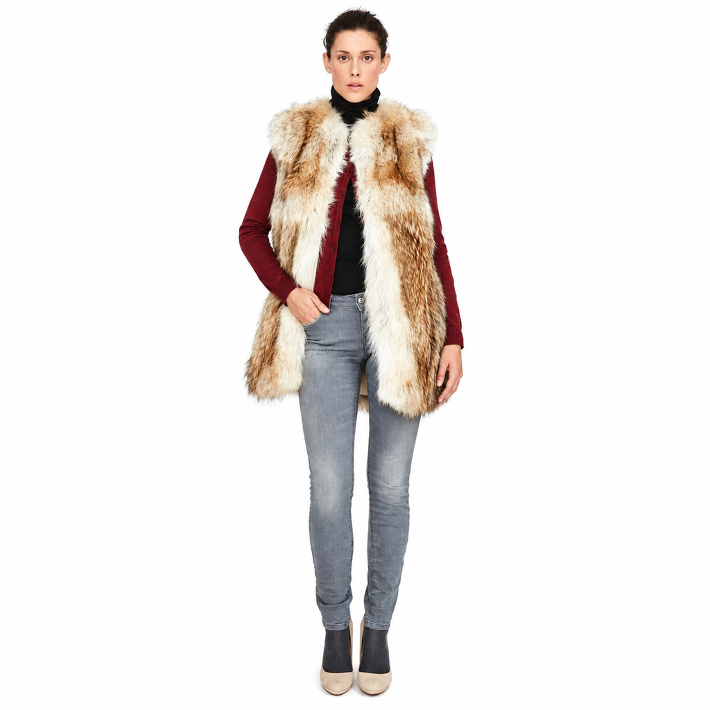 Parker Coyote Fur Vest – Luxury Warm Winter Fashion