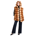 Phoebe Red Fox Fur Horizontal Hooded Vest for Women