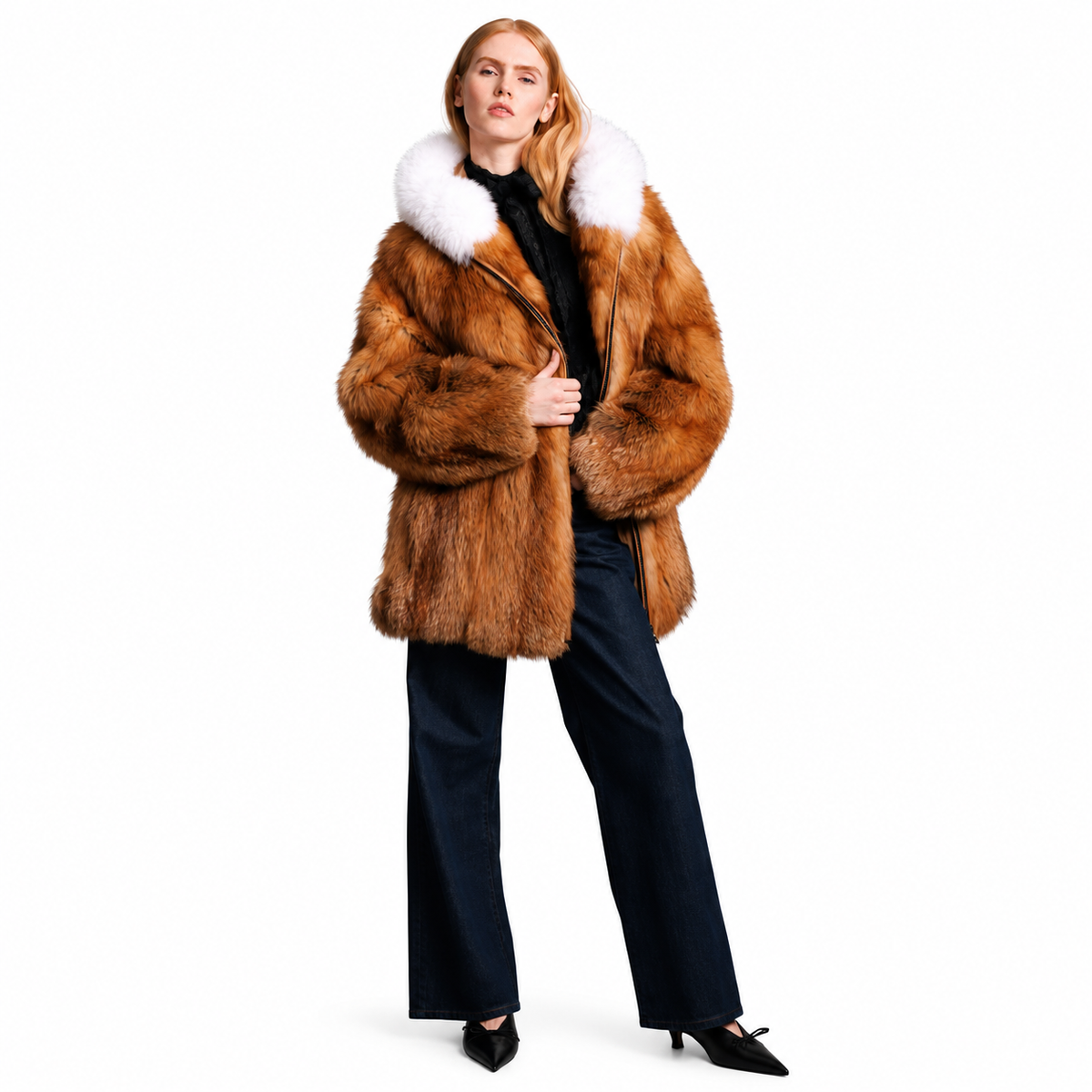Yana Red Fox Fur Jacket | Luxury Winter Outerwear