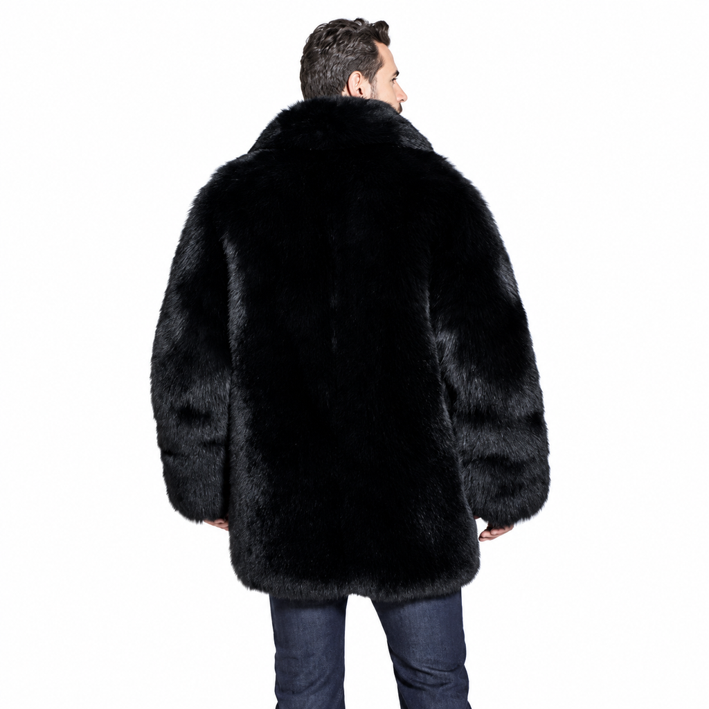 Men's Derek Black Fox Fur Jacket | Luxury Winter Coat