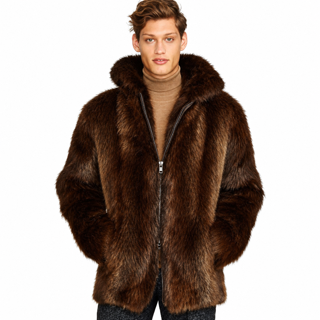 Men's Derek Beaver Fur Jacket | Luxury Brown Winter Coat