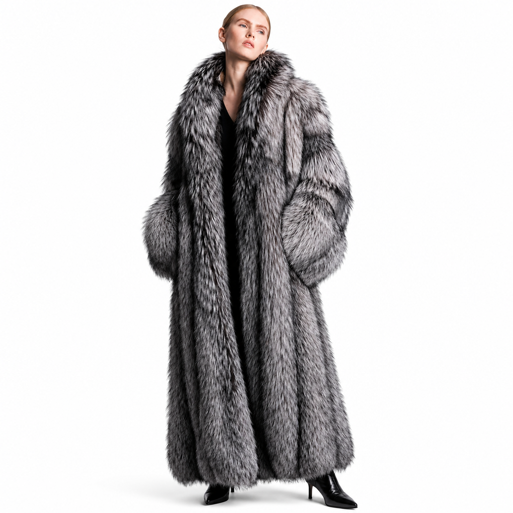 Lana Silver Fox Fur Coat – Luxury Long Winter Outerwear