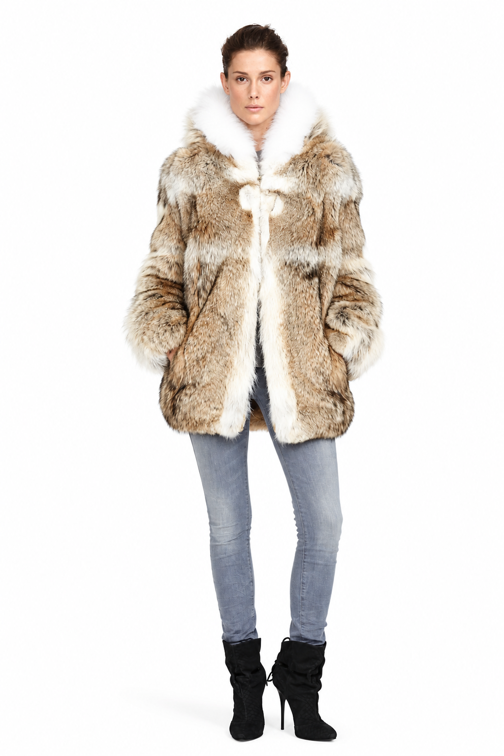 Yana Coyote Fur Jacket – Luxury Hooded Winter Outerwear