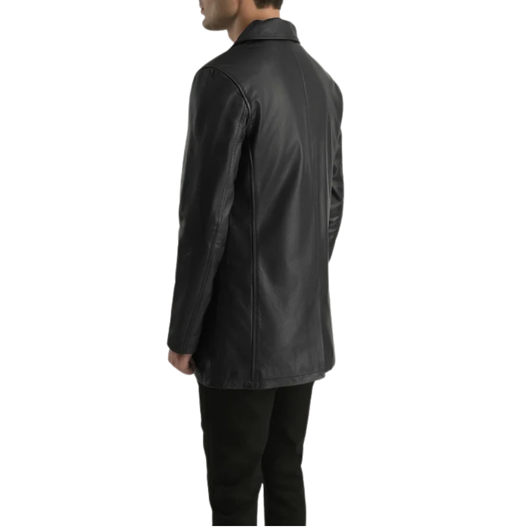 Urban Slate Black Leather Coat for Men