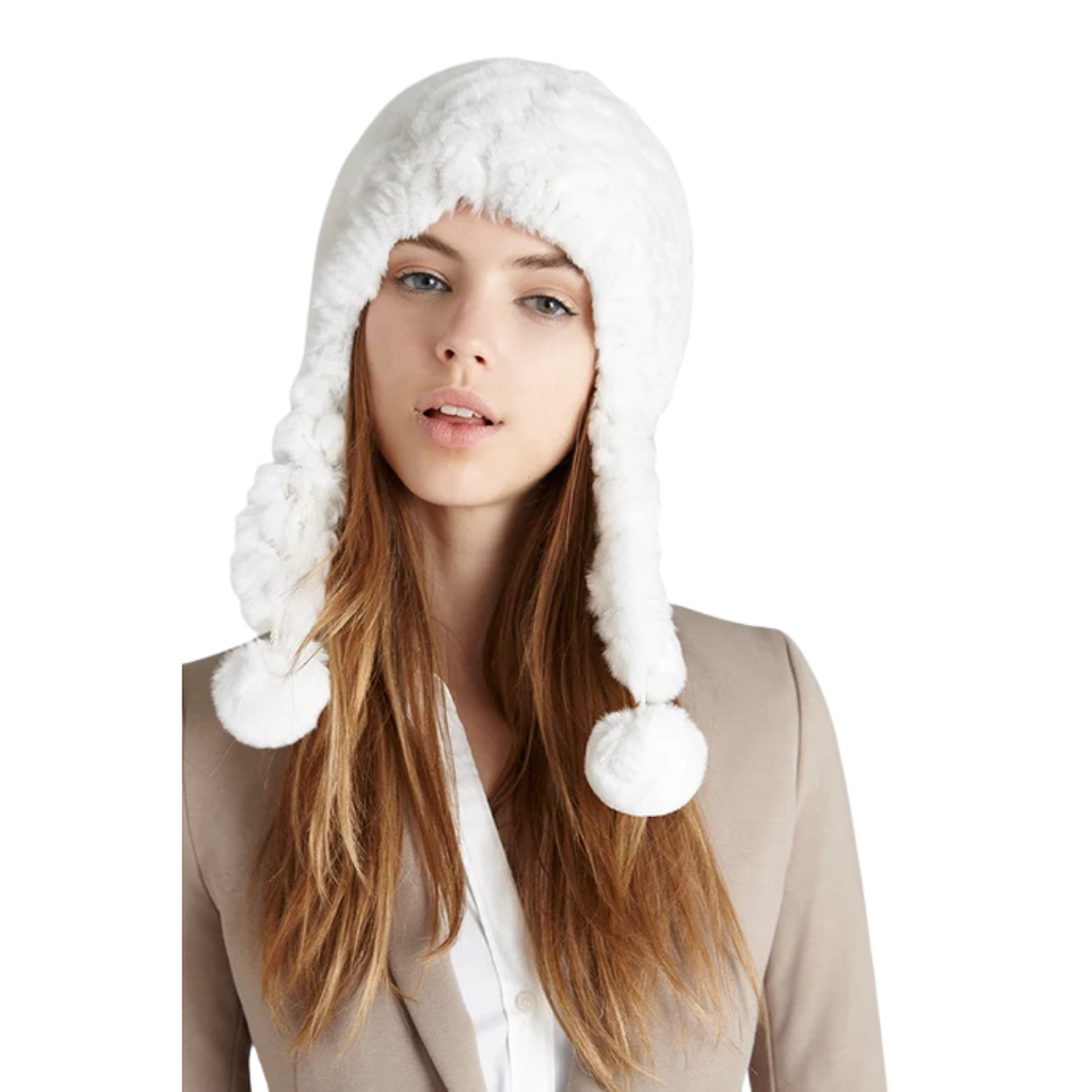 Chullo White Rabbit Fur Hat – Cozy & Stylish Winter Accessory