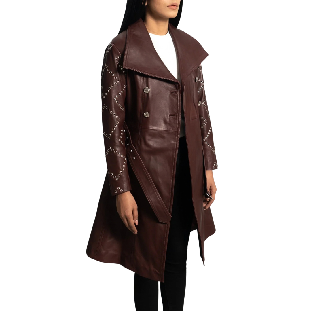 Missoni Maroon Leather Trench Coat for Women
