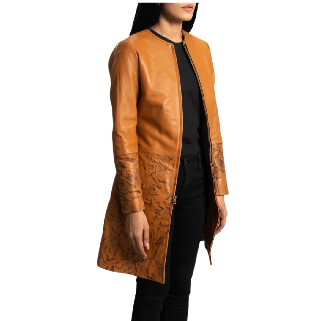Sandy Tan Dyed Leather Coat – Classic Luxury Outerwear