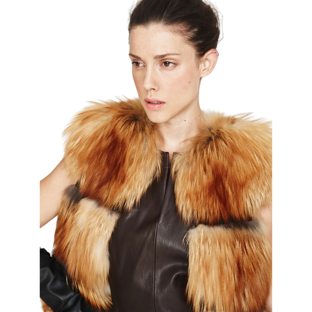 Samara Gold Fox Fur Mesh Vest for Women | Luxury Style