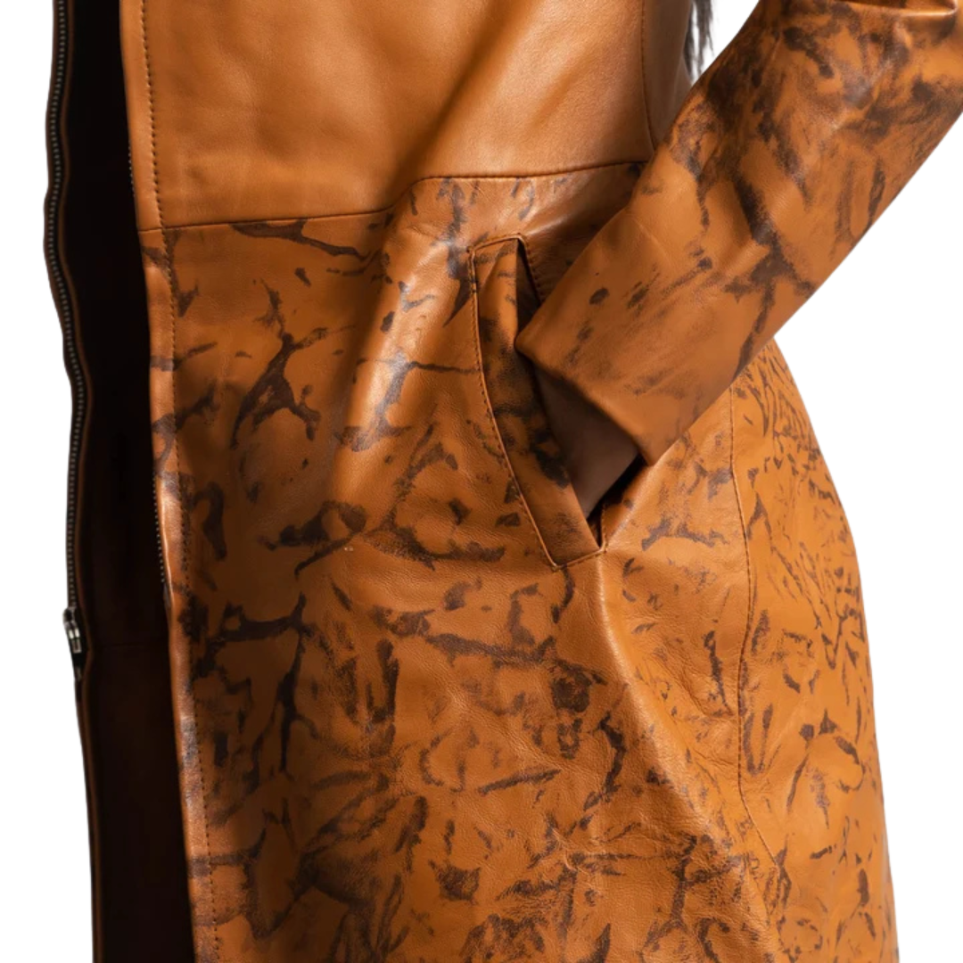 Sandy Tan Dyed Leather Coat – Classic Luxury Outerwear