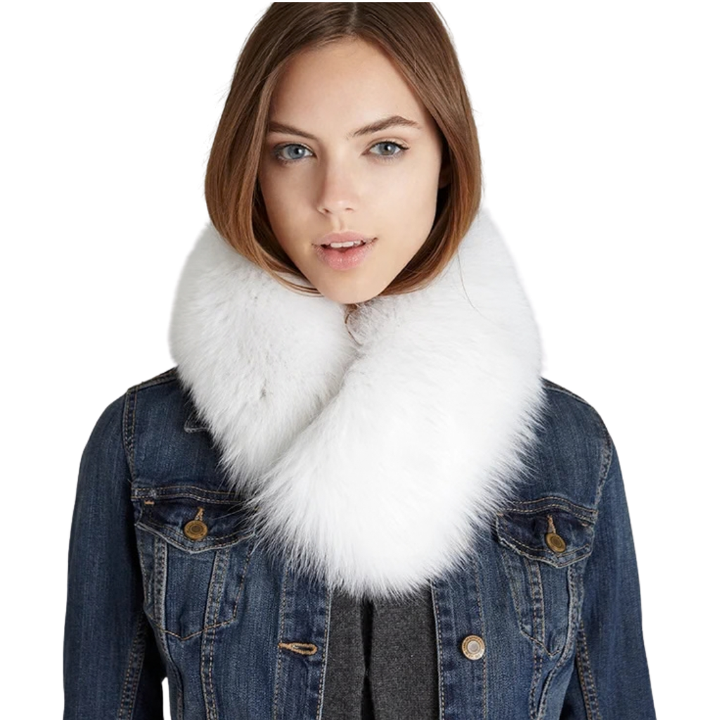 Windsor White Fox Fur Collar – Elegant Luxury Winter Accessory