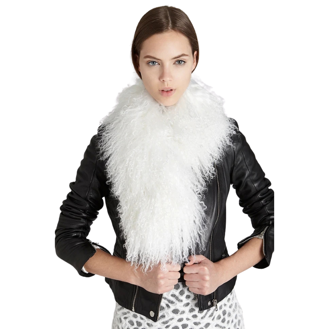 Milani White Lamb Scarf – Soft Elegant Luxury Winter Accessory