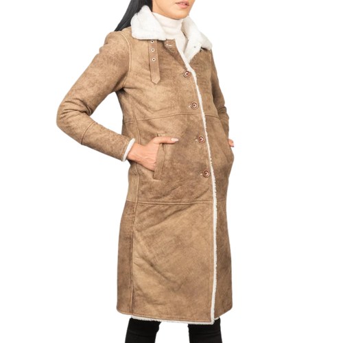 Alina Shearling Brown Leather Coat
