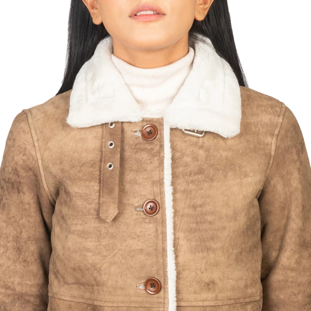 Alina Shearling Brown Leather Coat