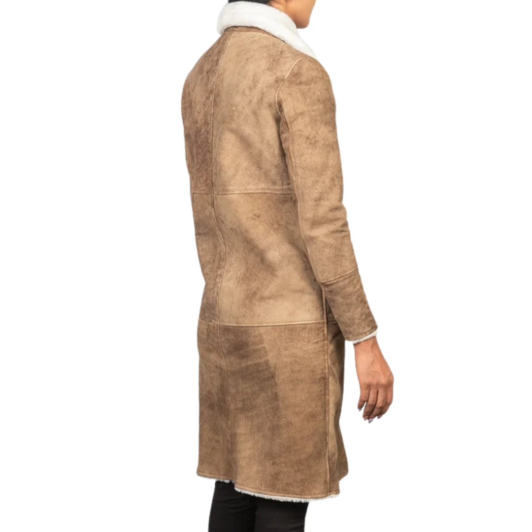 Alina Shearling Brown Leather Coat