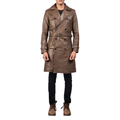 Royson Brown Leather Duster Coat for Men