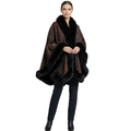 Paisley Print Cashmere Cape with Black Fox Fur Trim