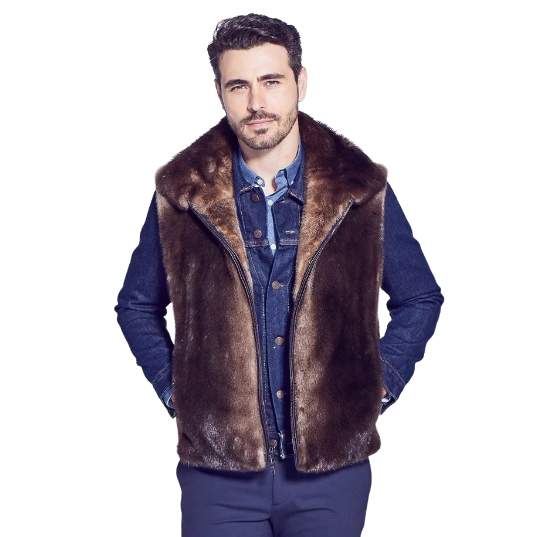 Men's Baron Otter Fur Vest – Luxury Warm Winter Outerwear