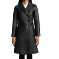 Sweet Susan Black Leather Trench Coat for Women