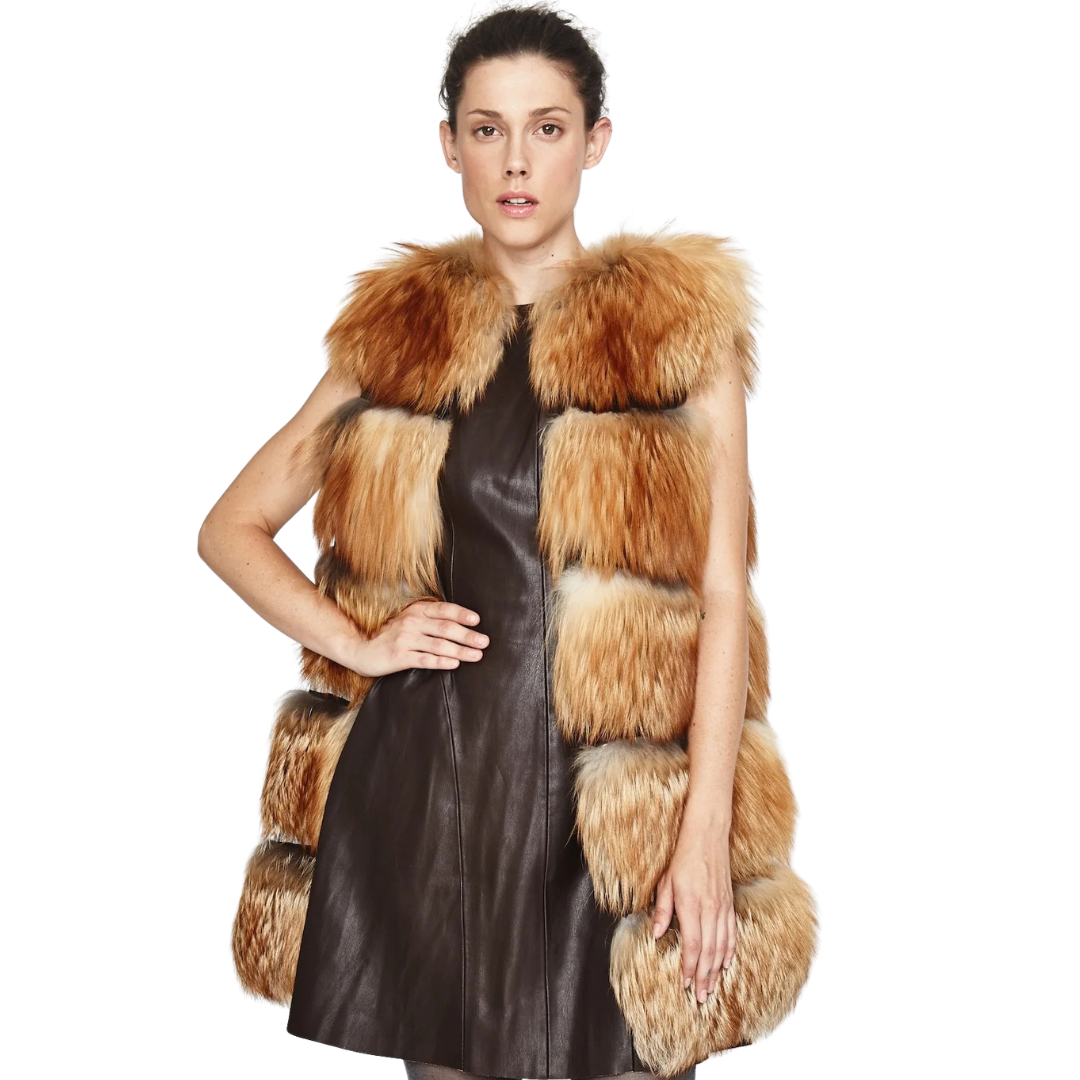 Samara Gold Fox Fur Mesh Vest for Women | Luxury Style