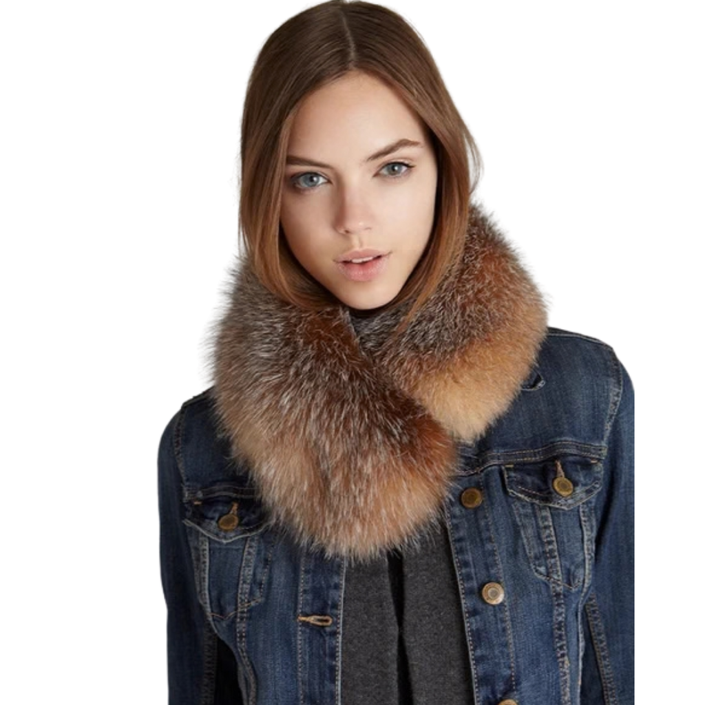 Windsor Crystal Fox Fur Collar – Elegant Luxury Winter Accessory