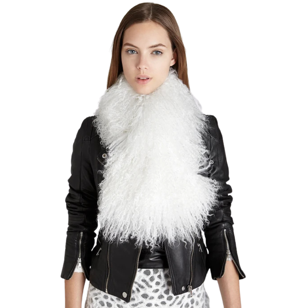 Milani White Lamb Scarf – Soft Elegant Luxury Winter Accessory