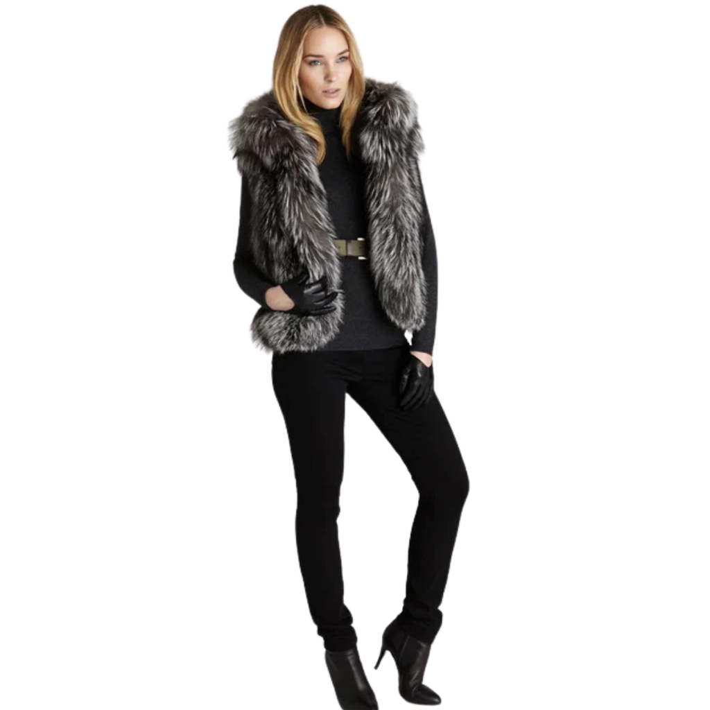 Iris Silver Fox Fur Vest – Luxury Elegant Winter Layer