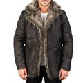Furlong Black Leather Coat for Men